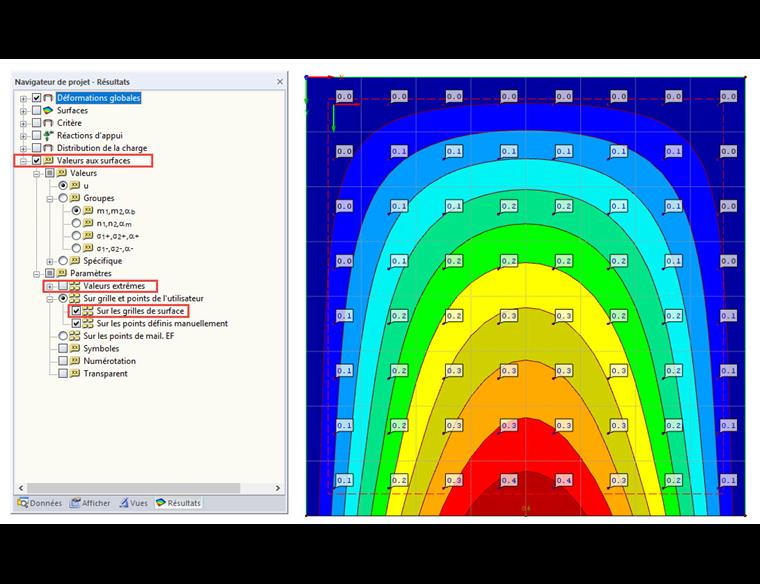 Valeurs sur les grilles de surface dans le navigateur Résultats