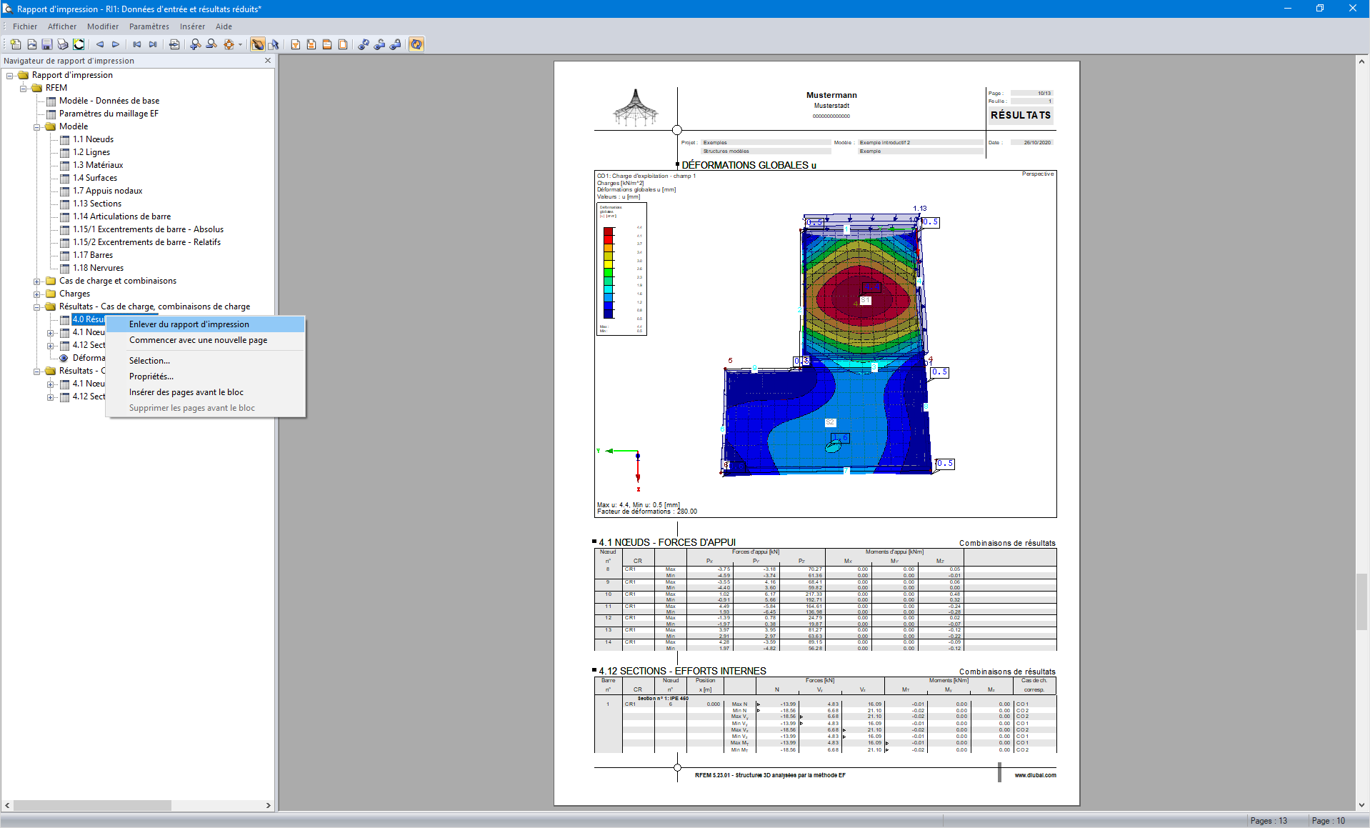 Enlever le graphique de l'impression via le navigateur du rapport d'impression