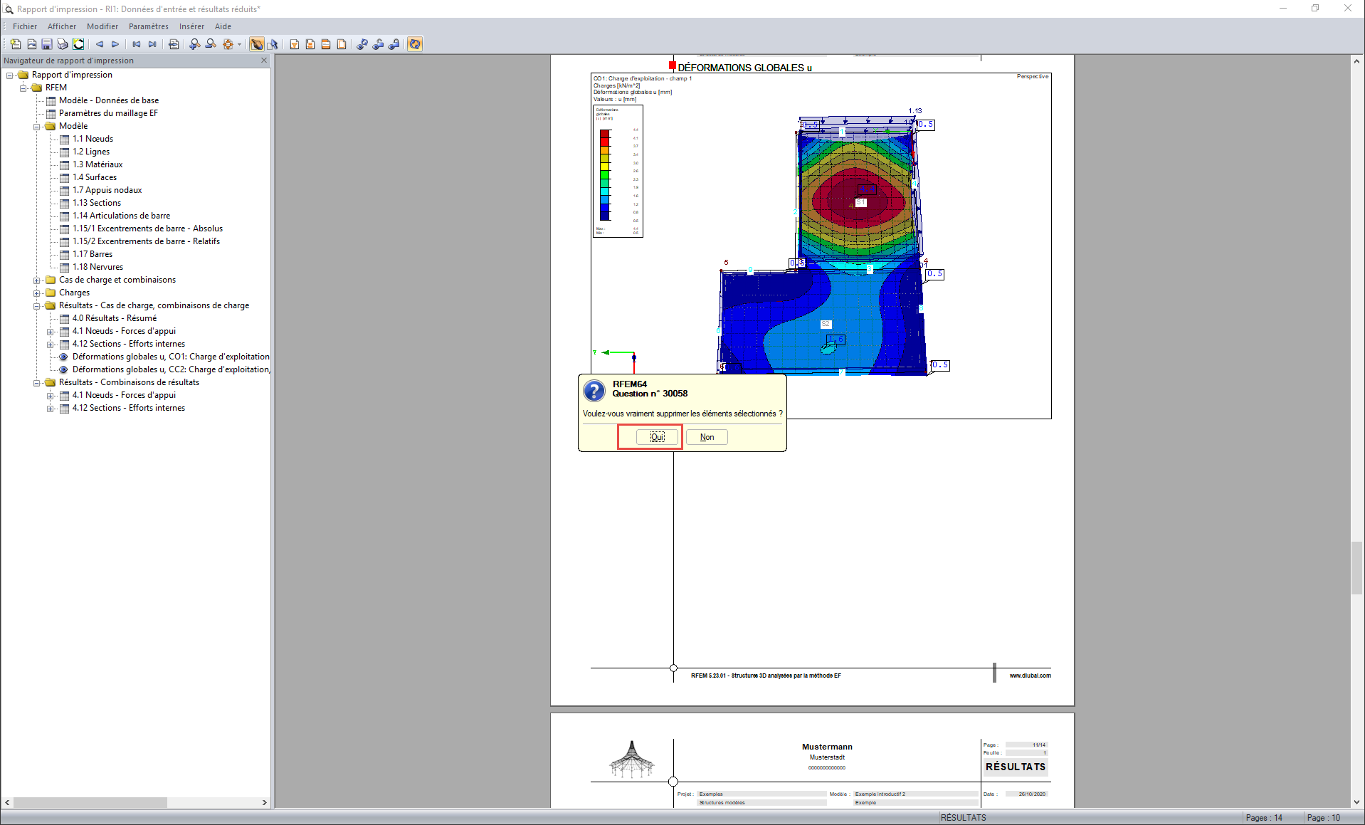 Confirmation de la suppression de la sélection