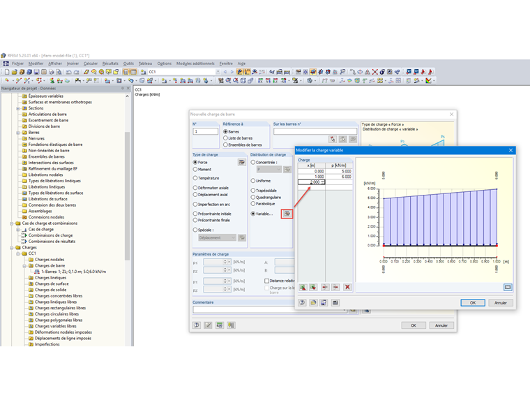Modifier la charge variable