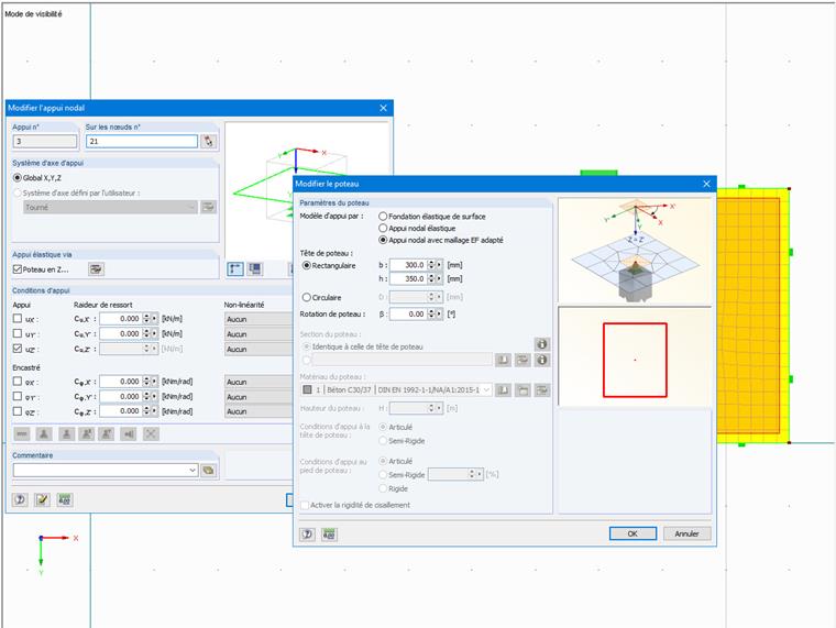 Boîte de dialogue pour la définition automatique du poteau
