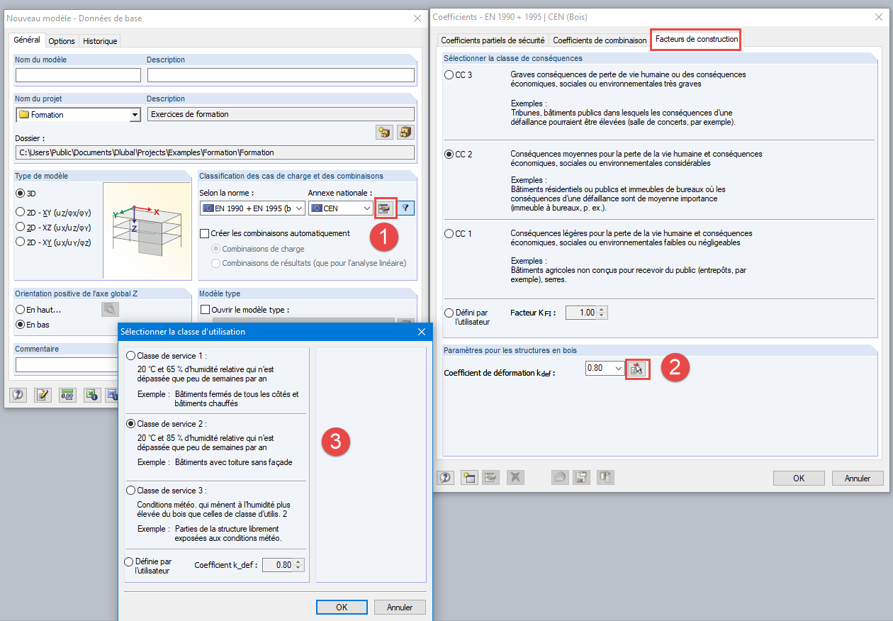 Données de base avec réglage du coefficient de déformation