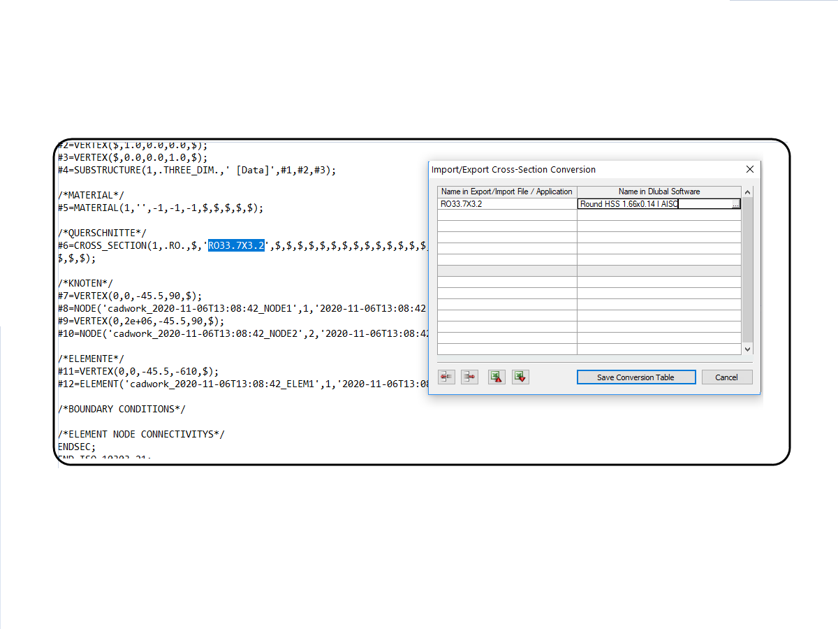 Conversion de section
