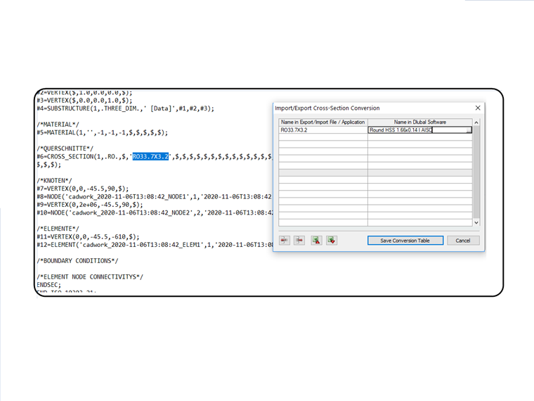 Conversion de section