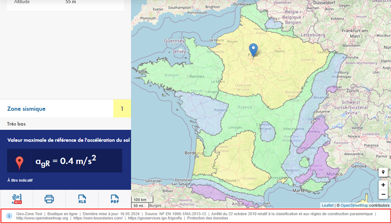Pied de page avec informations sur la source
