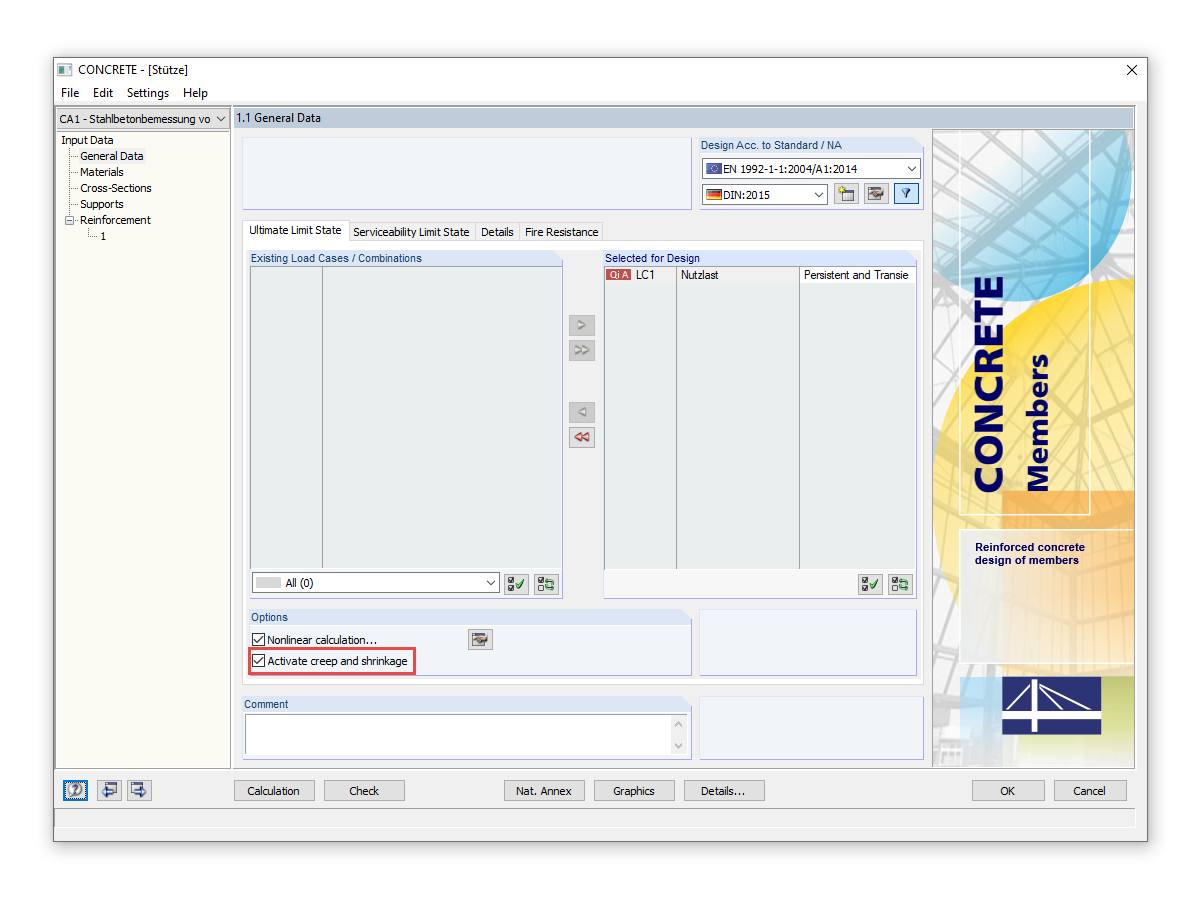 Considération du fluage et du retrait