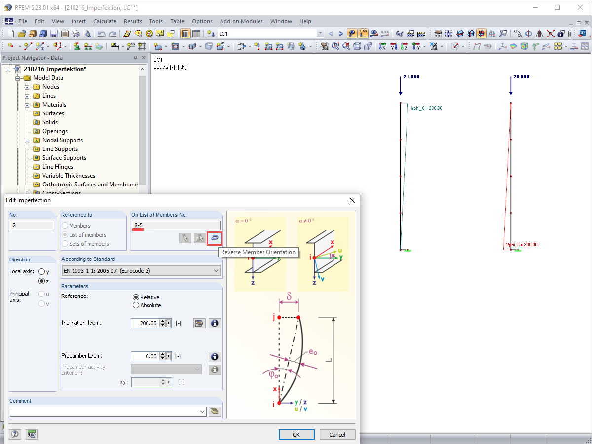 Modifier l’imperfection - Inverser l’orientation de barre