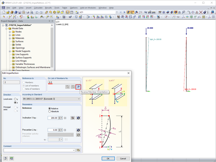 Modifier l’imperfection - Inverser l’orientation de barre