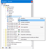 Menu contextuel pour les « barres »