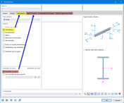 Boîte de dialogue d'entrée « Nouvelle barre » avec des onglets pour les propriétés d'articulations et de calcul