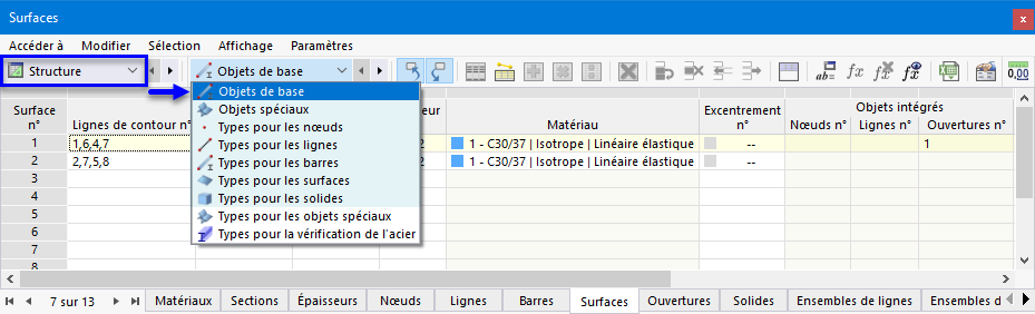 Objets de base et types d’objet de base dans le tableau