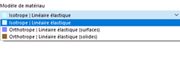 Sélection du modèle de matériau