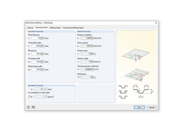 Modifier la rigidité de surface - Orthotrope