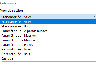 Liste des types de sections