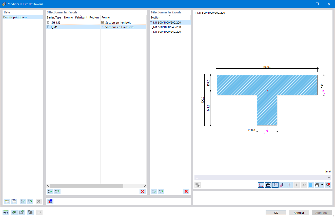 Boîte de dialogue « Modifier mes sections »