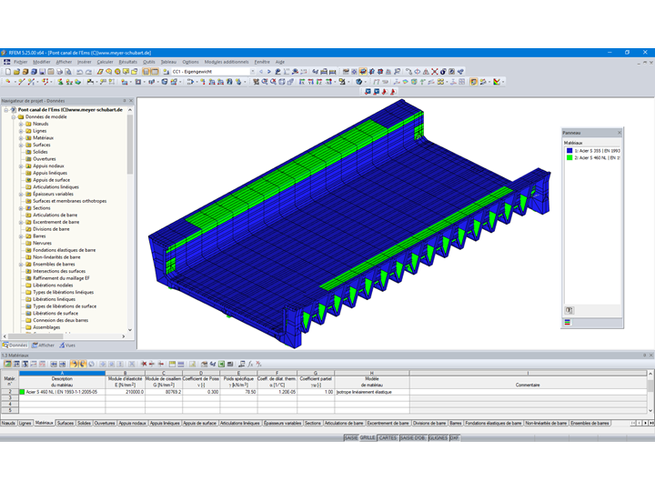 Modèle 3D du pont-canal dans RFEM (© Meyer + Schubart VBI)