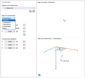 Sélection du type de coordonnées