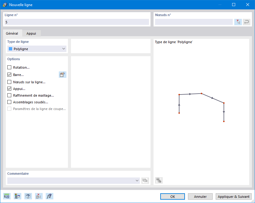 Boîte de dialogue « Nouvelle ligne »