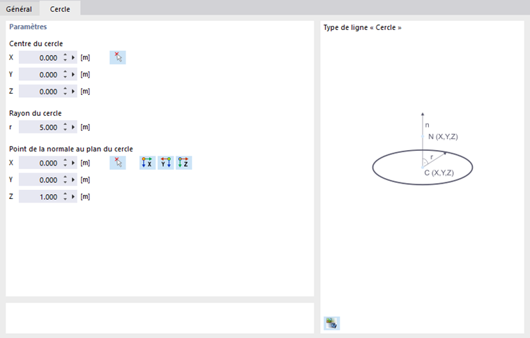 Paramètres du cercle