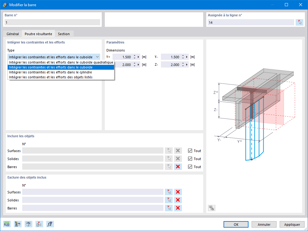 Définition d’une poutre résultante