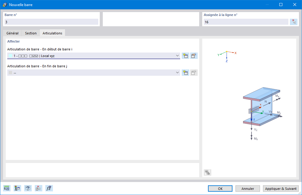 Affecter une articulation de barre