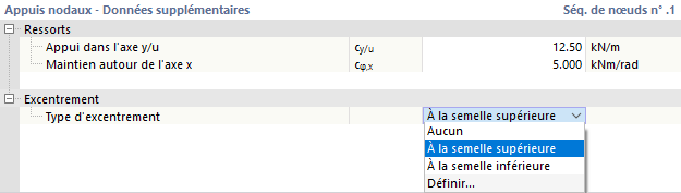 Définition des caractéristiques de ressort et de l’excentrement pour la vérification du bois avec des bras de contrainte.