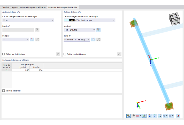 Importation d’une longueur efficace à partir de l’analyse de stabilité