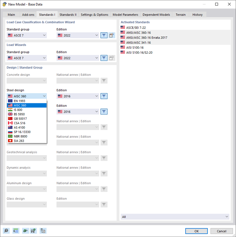 Onglet « Normes I »