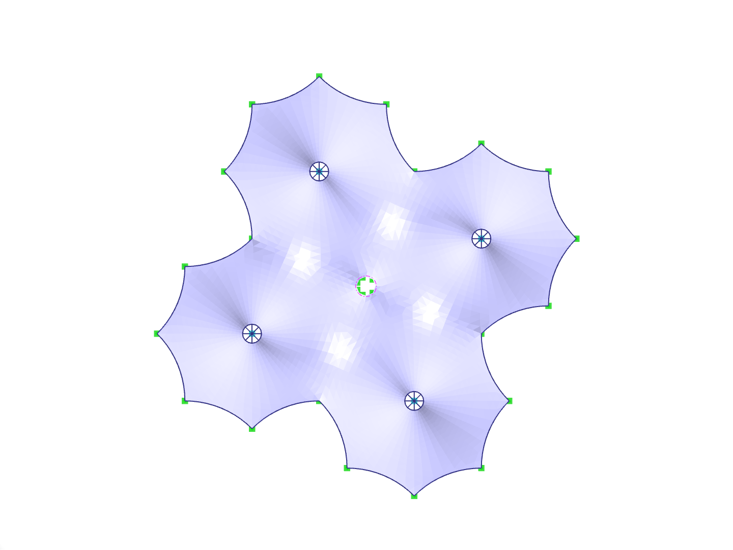 Structure de tente, vue directionnelle sur l'axe Z