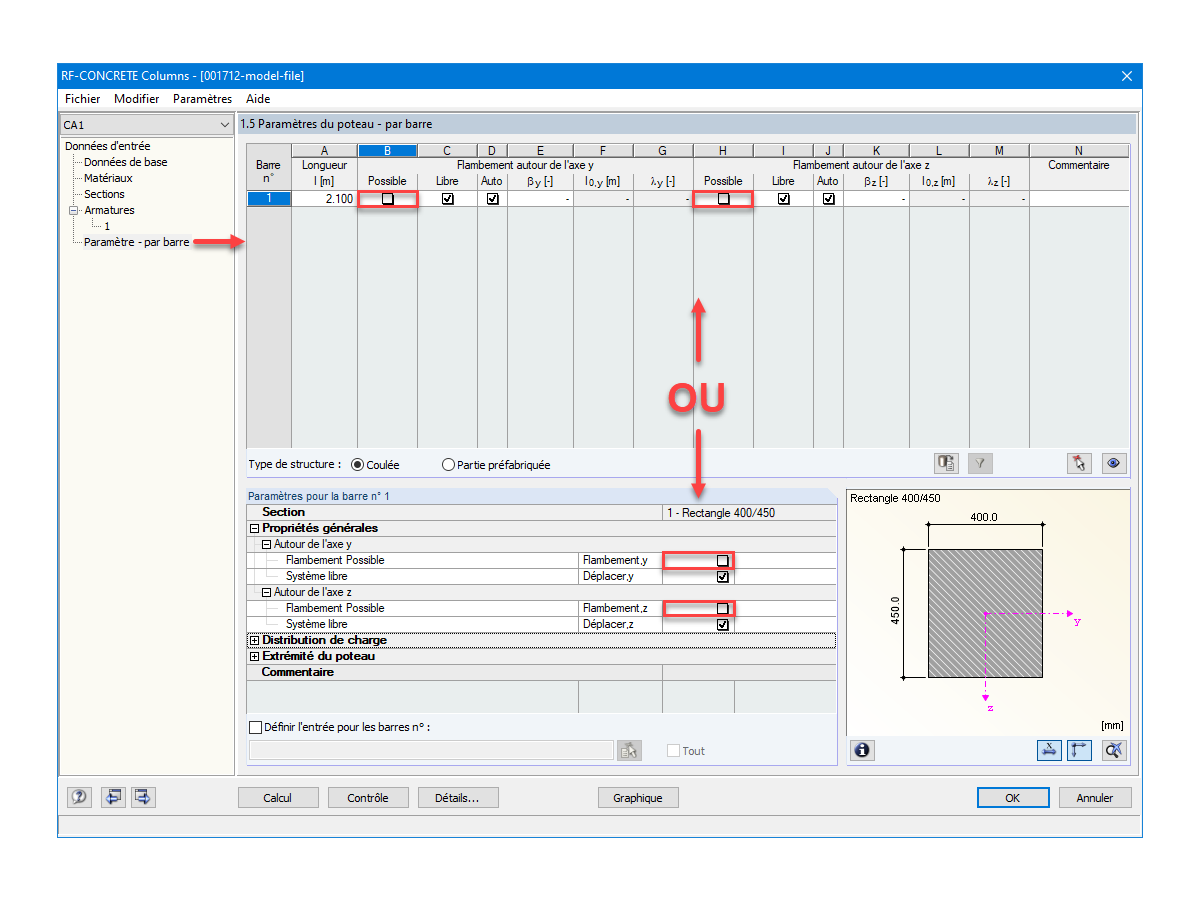 Désactivation du flambement possible sur RF-CONCRETE Columns