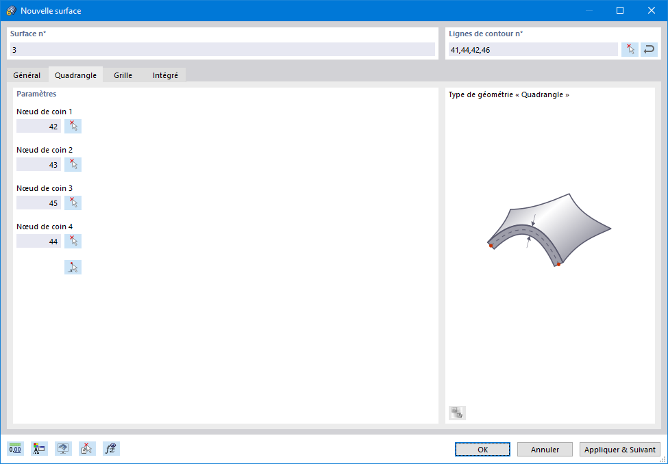 Définition d’une surface quadrangle