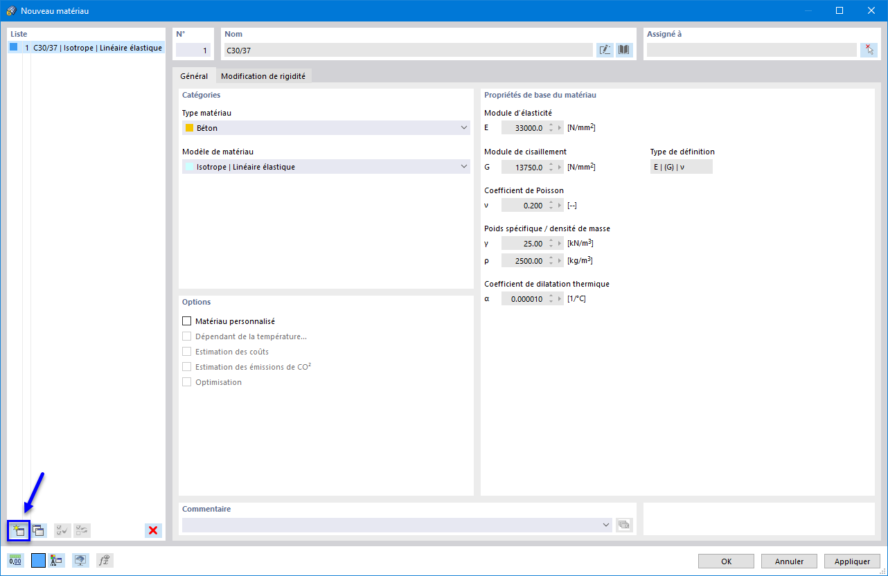 Créer un nouveau matériau