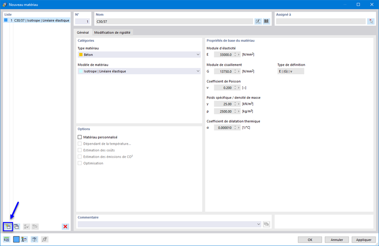 Créer un nouveau matériau