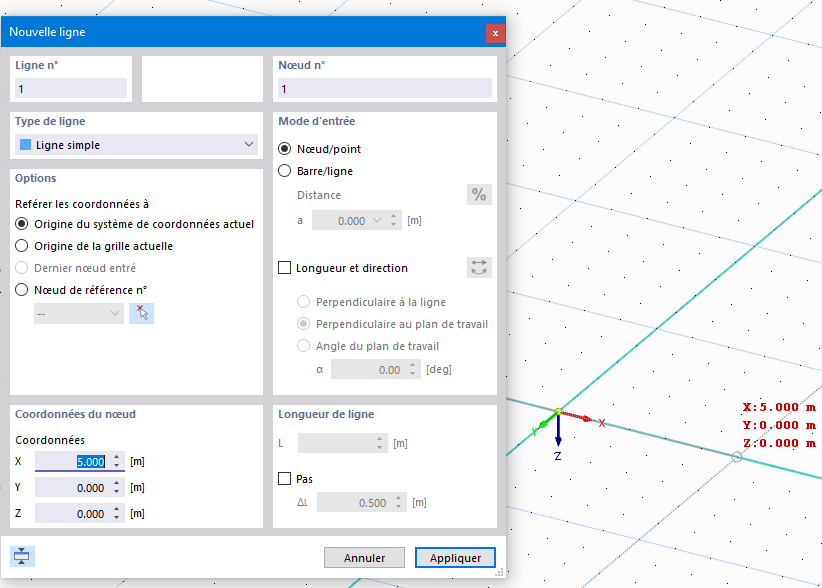 Point de départ de la première ligne