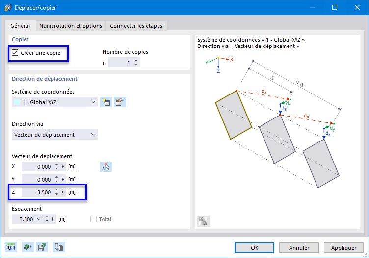 Copie d'objets à 3,5 m vers le haut