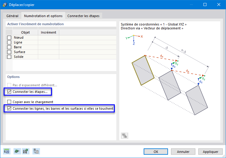 Création d'objets liés et connexion entre eux