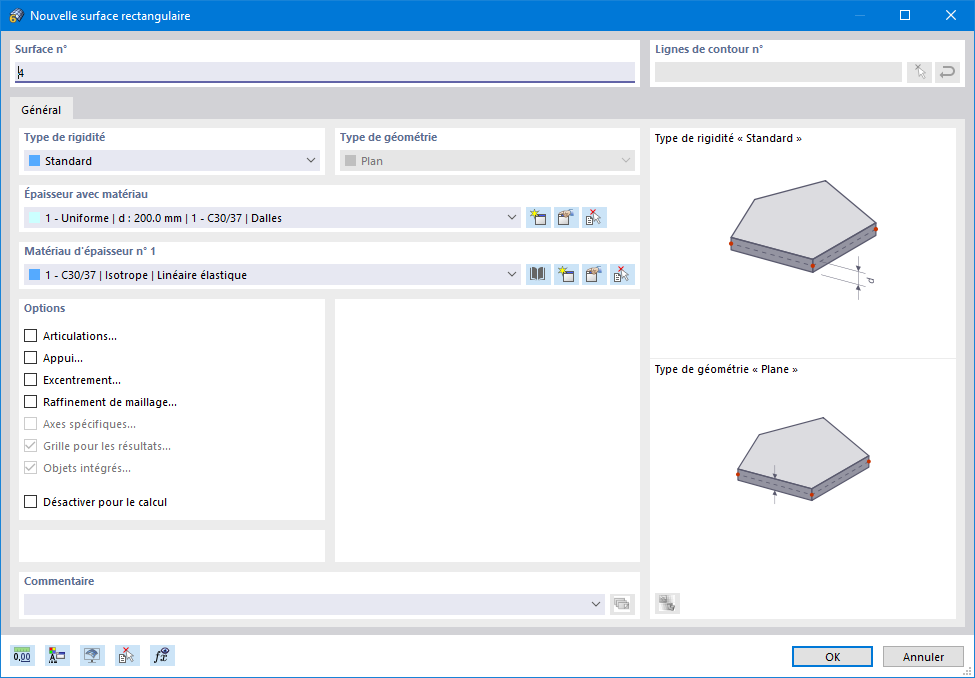 Boîte de dialogue « Nouvelle surface rectangulaire »