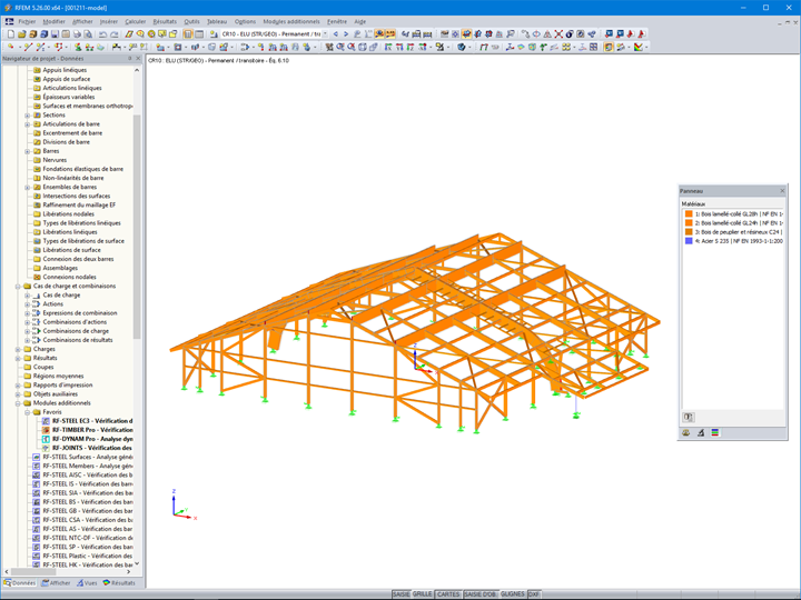 Modèle de structure en bois dans RFEM
