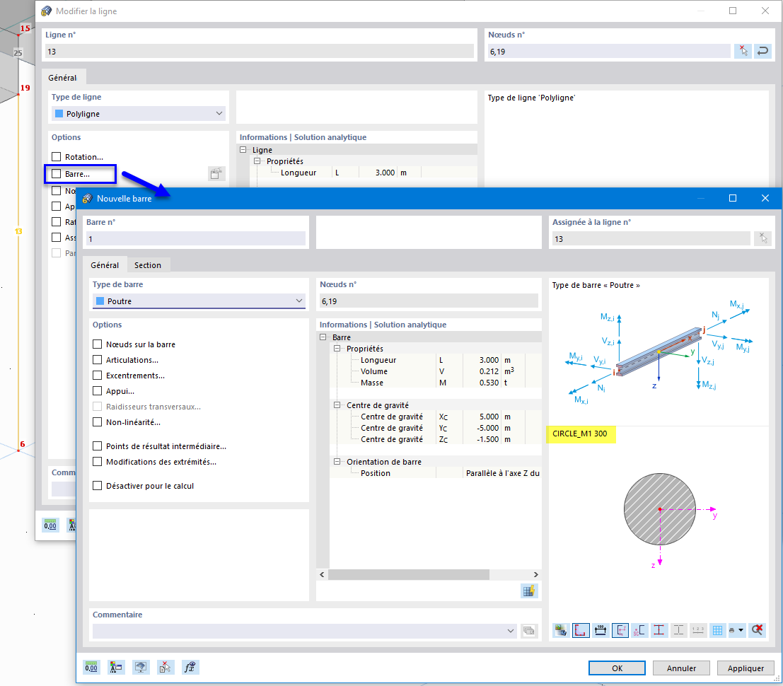 Attribution d'une barre à une ligne