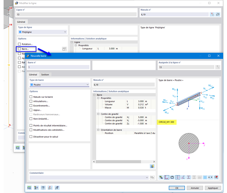 Attribution d'une barre à une ligne