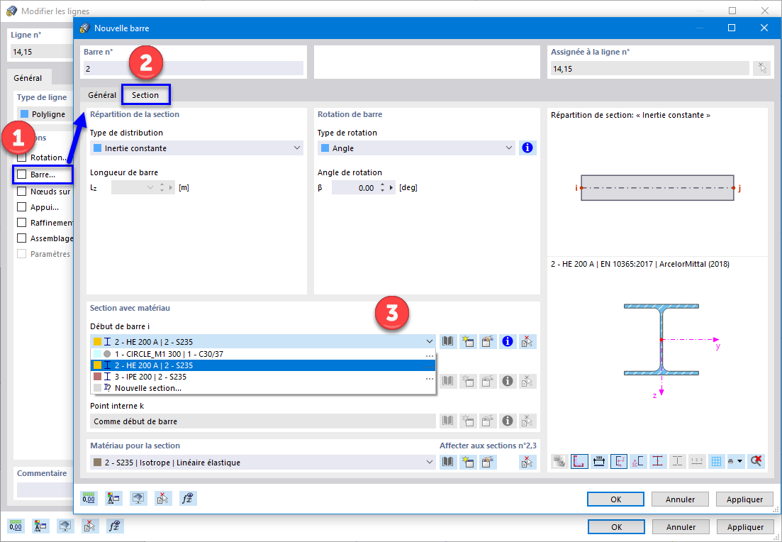 Attribution de barres aux lignes