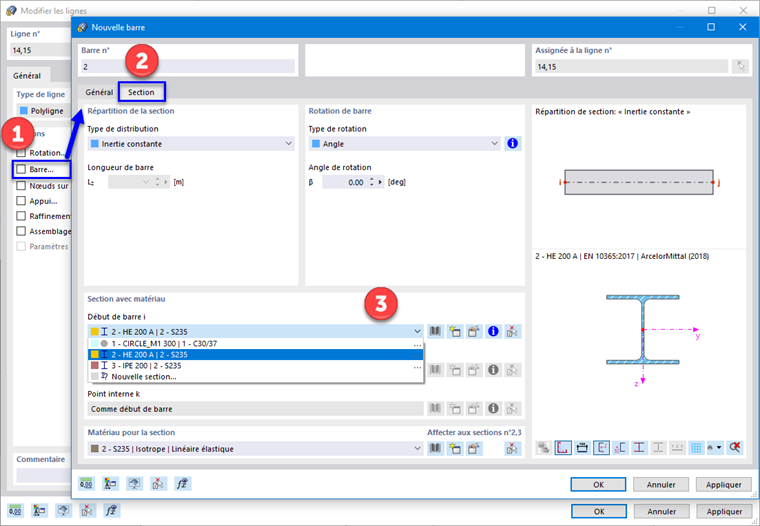 Attribution de barres aux lignes