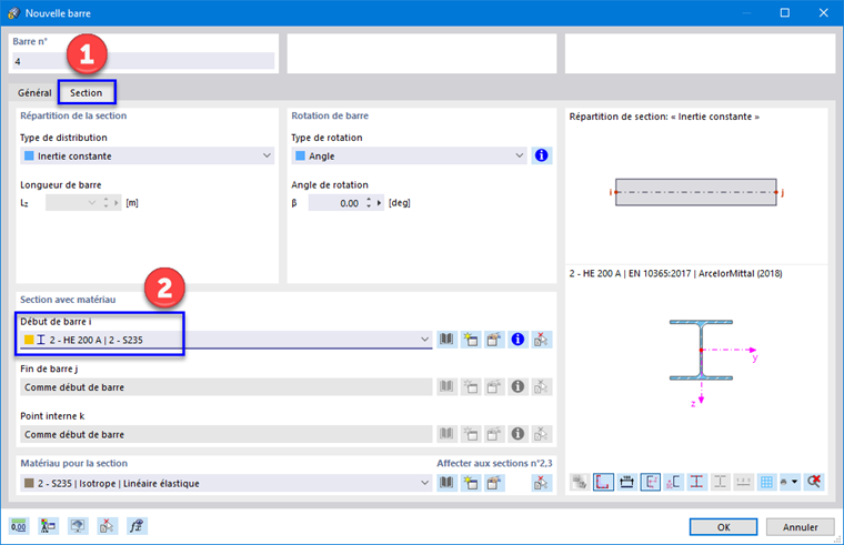 Boîte de dialogue « Nouvelle barre »