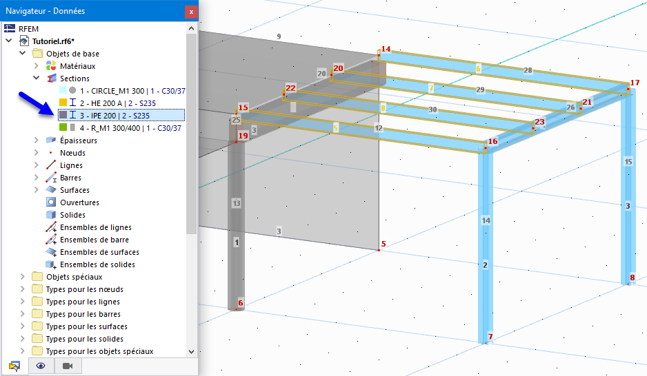 Sélection de barres par section dans le navigateur