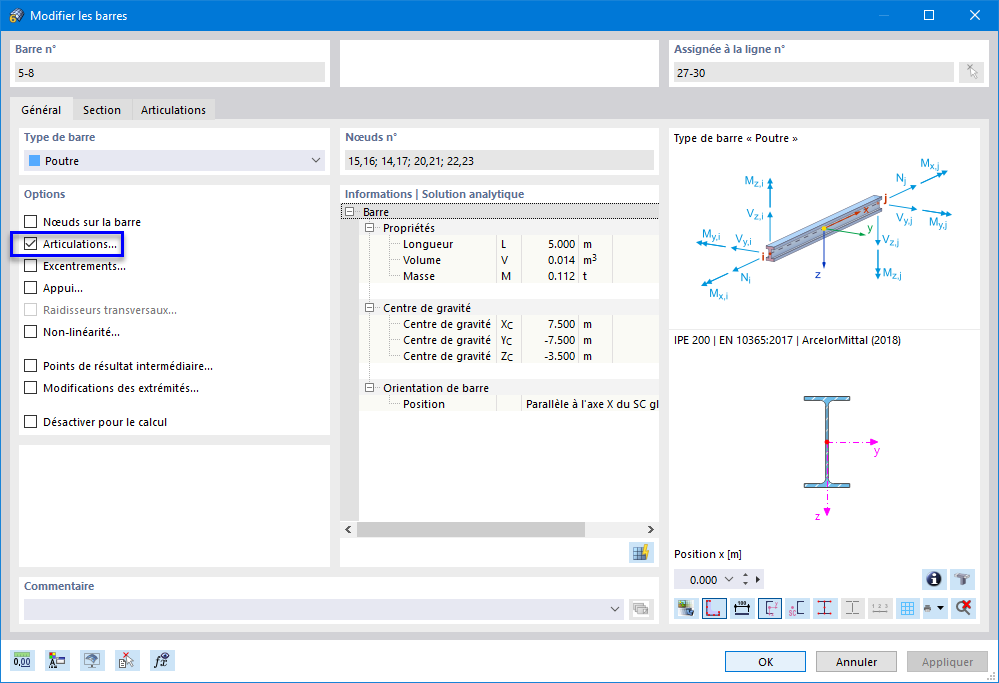 Boîte de dialogue « Modifier les barres »