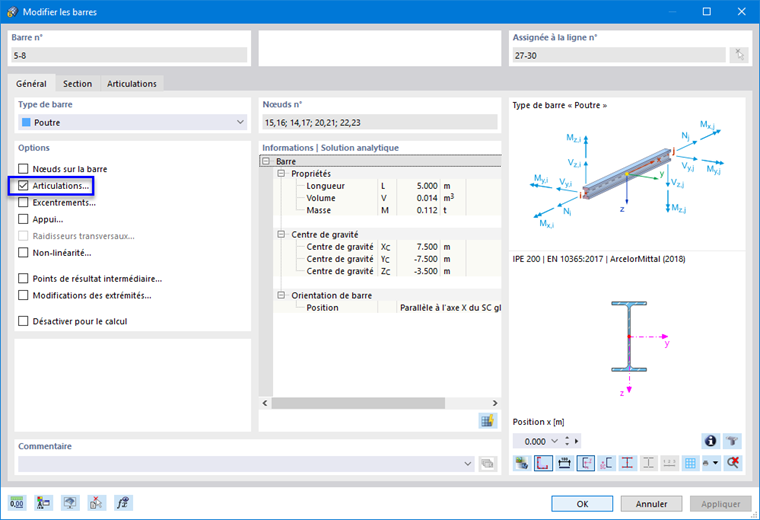 Boîte de dialogue « Modifier les barres »