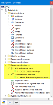 Éléments « Types de barres » dans le navigateur