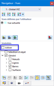 Désactivation des visibilités