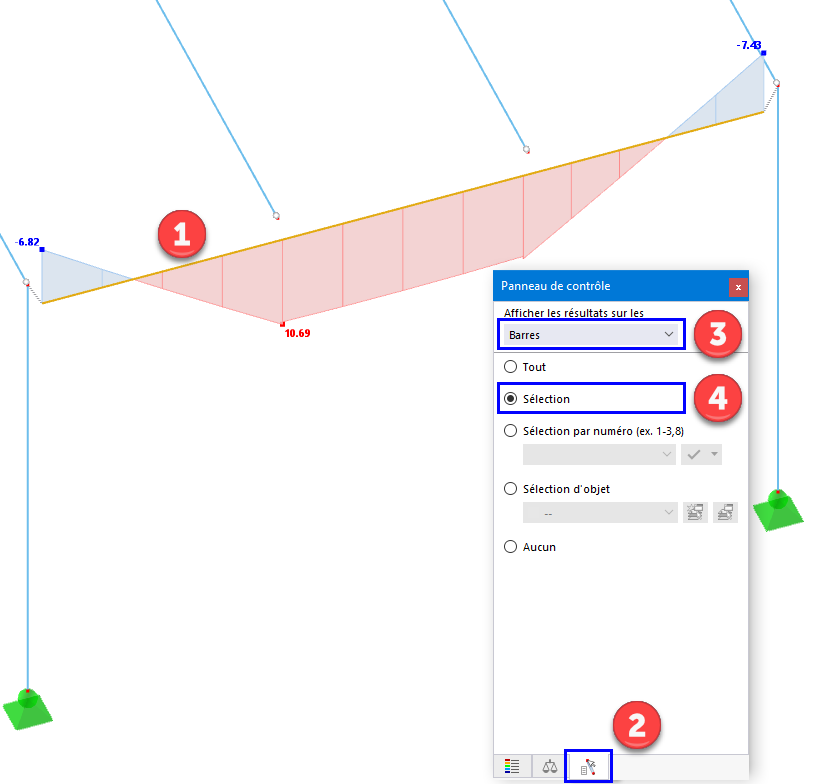 Application de la sélection actuelle pour afficher les moments de la poutre du portique