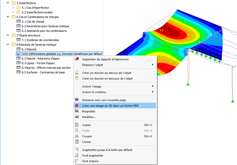 Menu contextuel de l'image